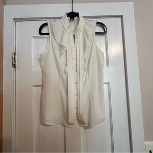 SPENSE WHITE RUFFLE SLEEVELESS TANK BLOUSE LARGE